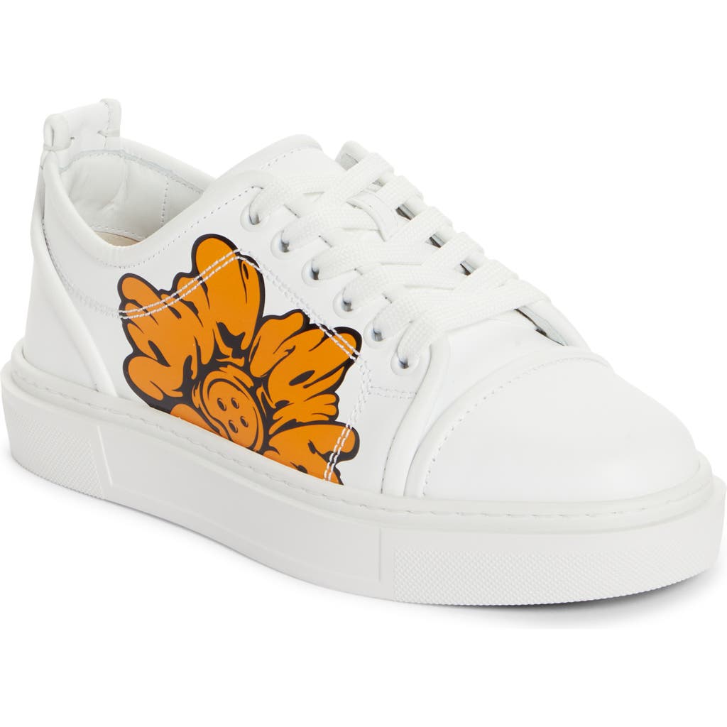 Christian Louboutin X Shun Sudo Adolon Donna Button Flower Low Top Sneaker In W146 White/multi