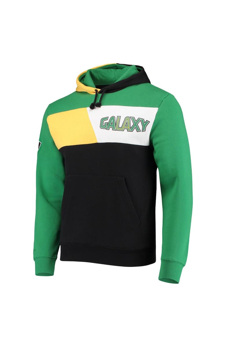 Men's Mitchell & Ness Black/Green LA Galaxy Colorblock Fleece Pullover  Hoodie