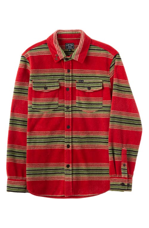 Plaid Fleece Button-Up Shirt in Red