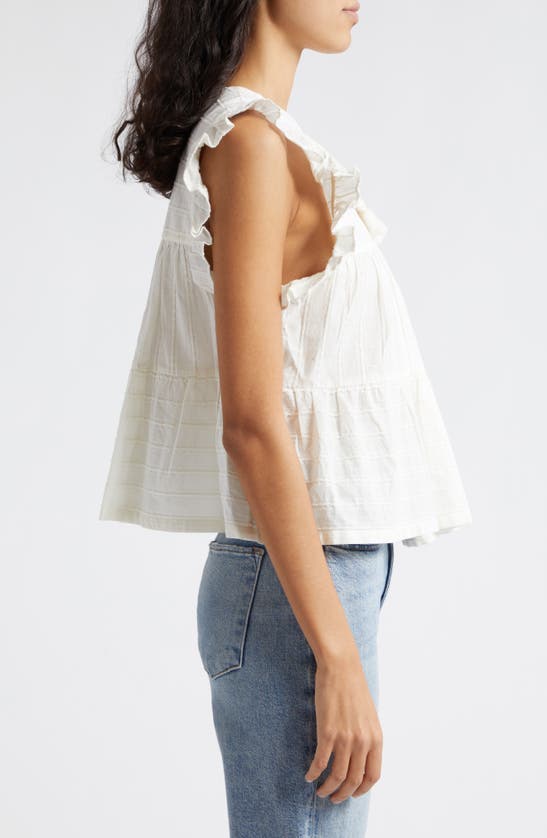 Shop Mille Chelsea Ruffle Cotton Blend Top In Casablanca