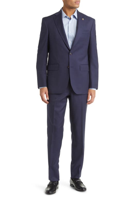 Ted Baker London Jay Check Slim Fit Wool Suit in Navy