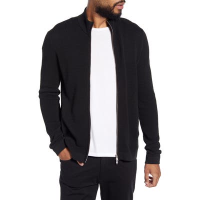 Theory Udeval Breach Regular Fit Zip Cardigan, Black