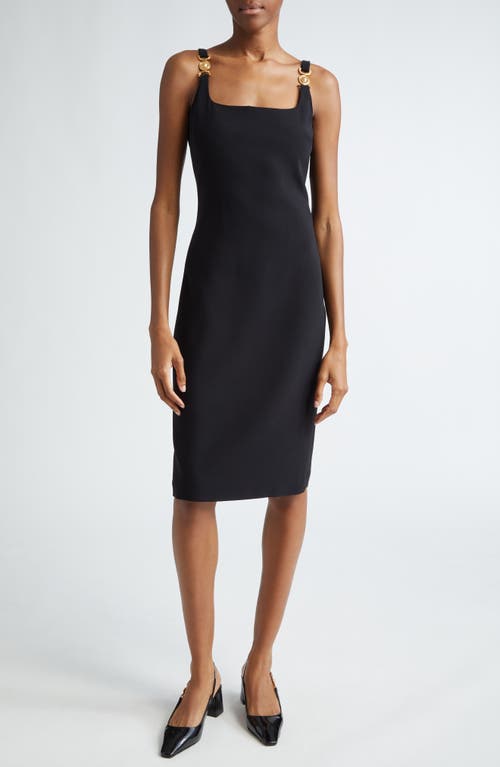 Versace Medusa Strap Detail Square Neck Sheath Dress Black at Nordstrom, Us