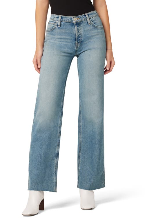 Shop Hudson Jeans Rosie High Waist Raw Hem Wide Leg Jeans In Celestial