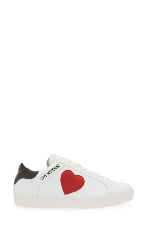 Shop Love Moschino Heart Low Top Sneaker In White/beige/pink