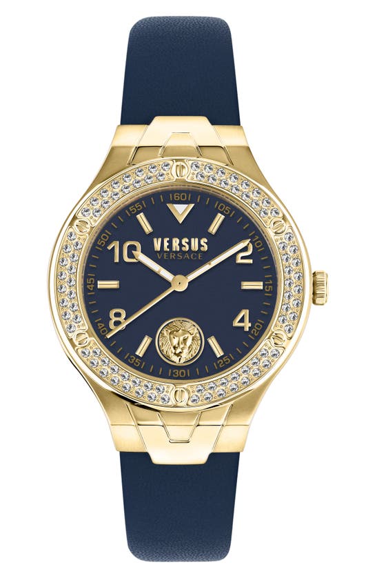 Versus Vittoria Crystal Bracelet Watch, 38mm In Ip Yellow Gold/ Navy