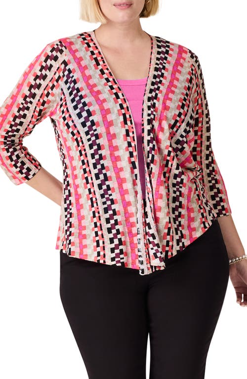 NIC+ZOE Pixel Sunset 4-Way Linen Blend Convertible Cardigan Pink Multi at Nordstrom