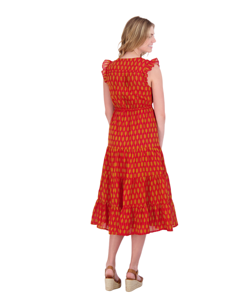 Shop Mer St. Barth Giselle Maxi Dress In Red Gold Ikat