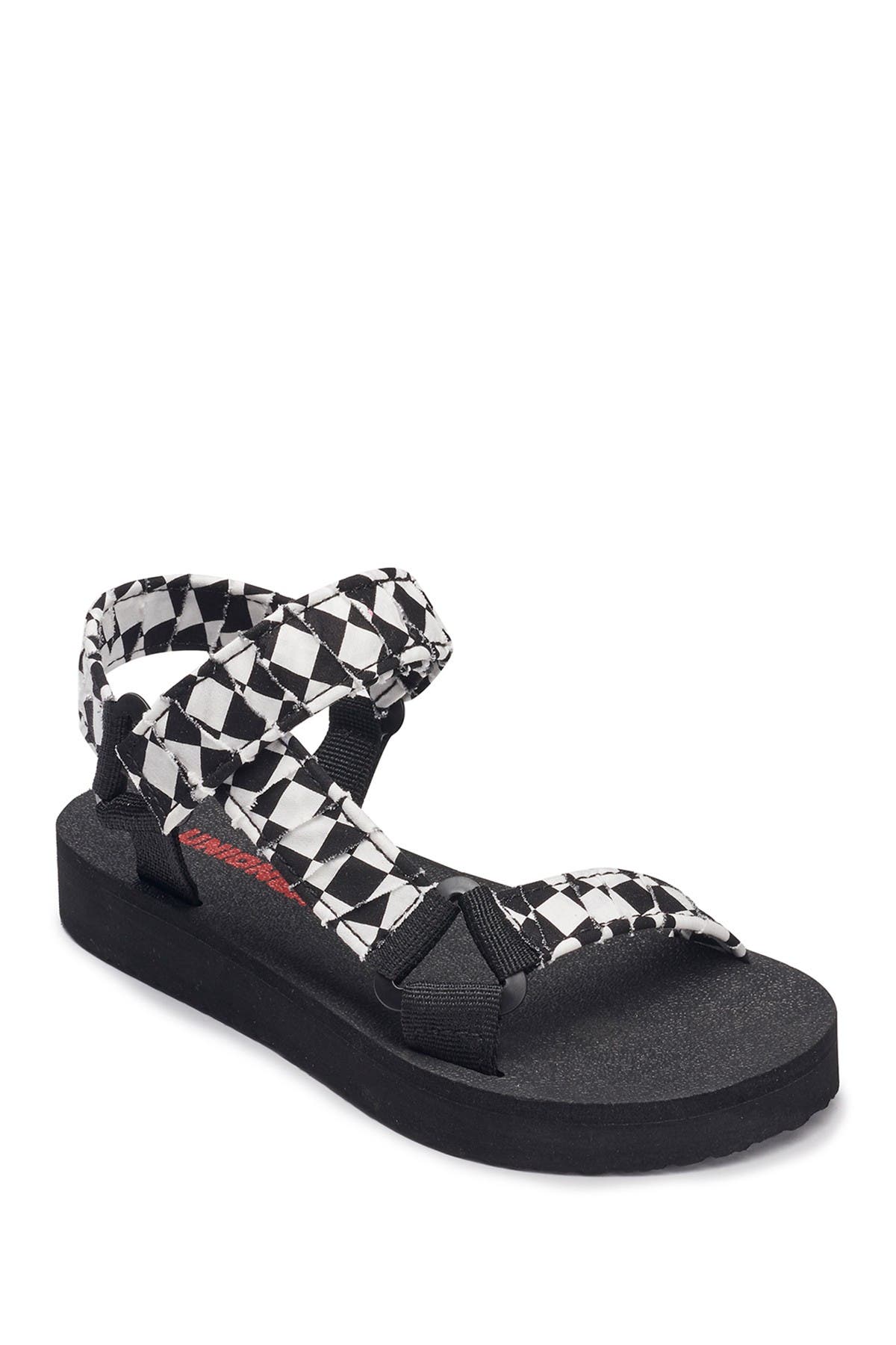 black and white checkered sandals