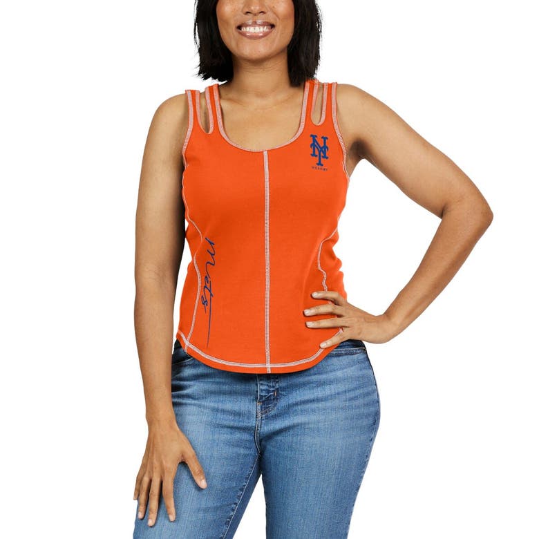 Wear By Erin Andrews Orange New York Mets Contrast Stitch Tank Top In Orange