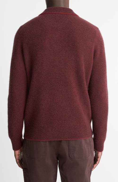 Shop Vince Thermal Knit Boiled Cashmere Sweater In Vermouth/oxblood