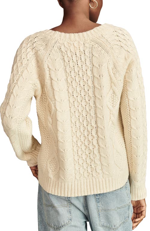 Shop Lucky Brand Cable Stitch Crewneck Sweater In Tofu
