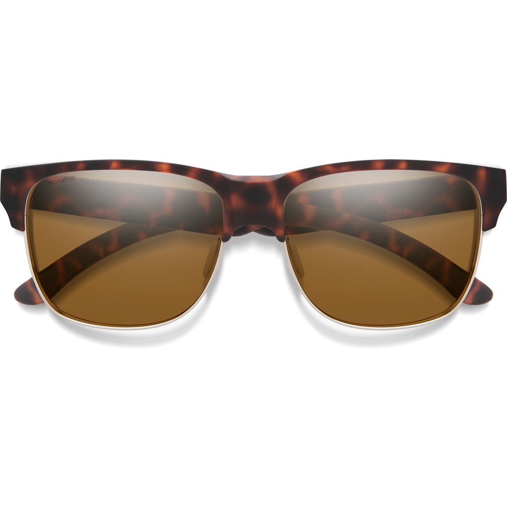Smith Lowdown Split 56mm Chromapop™ Polarized Square Sunglasses In Matte Tortoise/brown