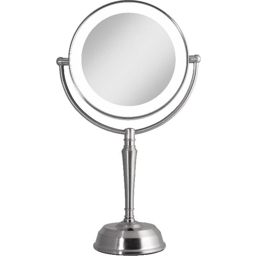 Zadro Makeup Mirror With Light And 10x/1x Magnifications And Usb Charging Port In Satin Nickel