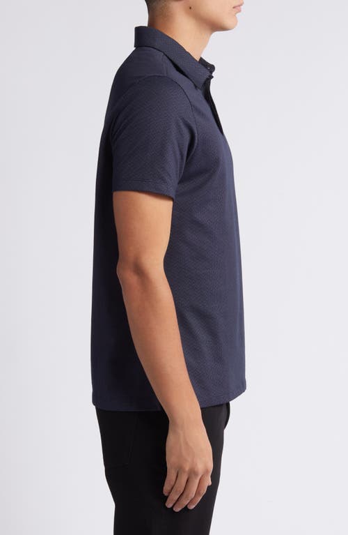 Shop Robert Barakett Lomond Cotton Blend Jacquard Polo In Navy