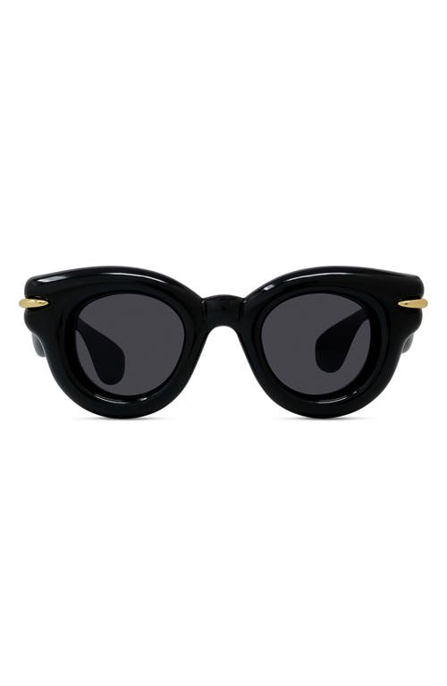 Loewe Inflated Pantos 46mm Round Sunglasses In Shiny Black/smoke