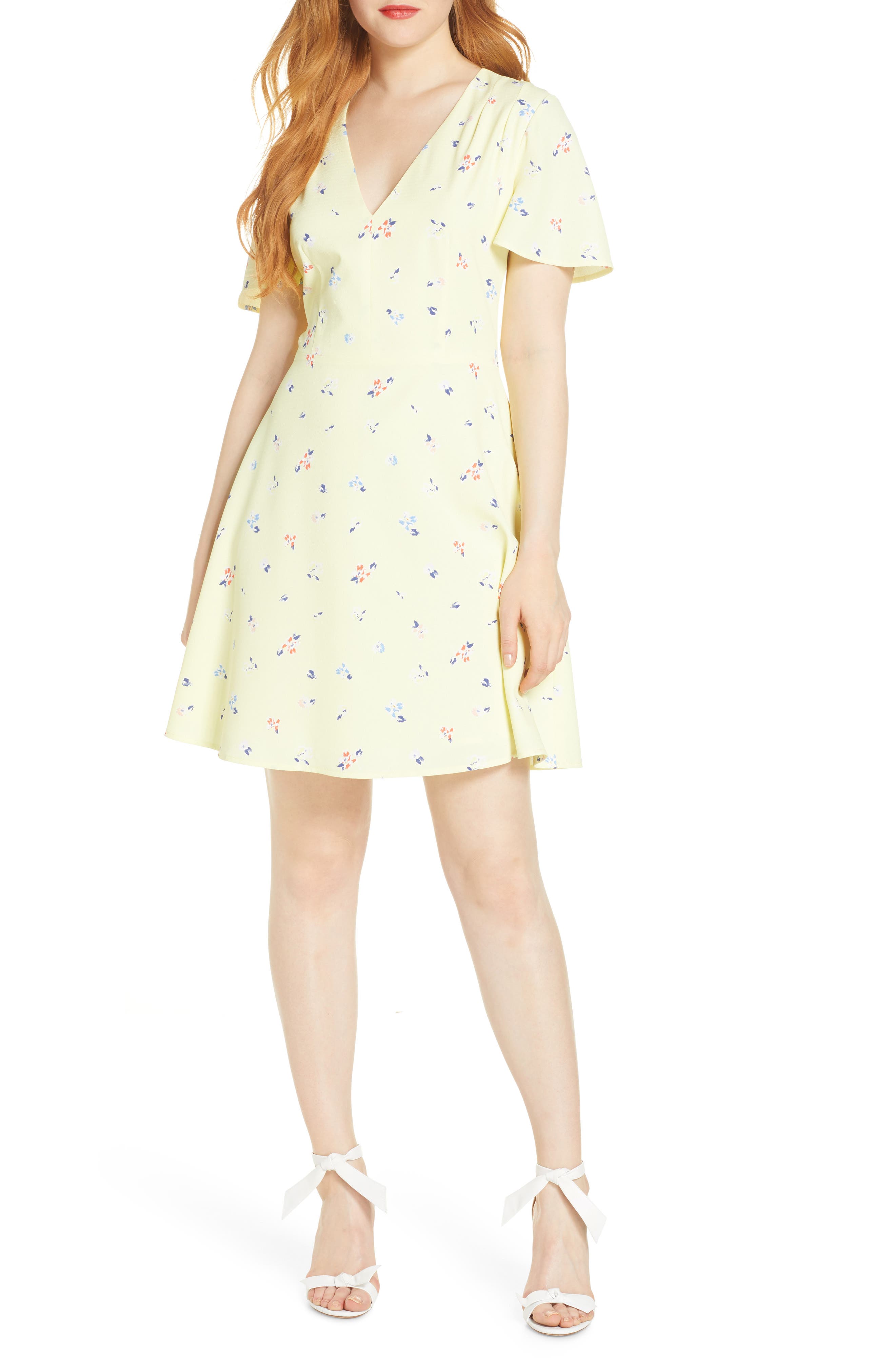 French Connection Frida Arimose Crepe Minidress, Yellow