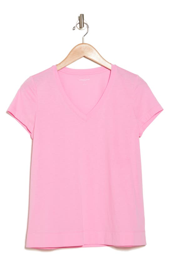 Lafayette 148 The Modern V-neck T-shirt In Pink Madder