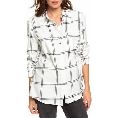 Roxy Young Again Plaid Flannel Shirt, White