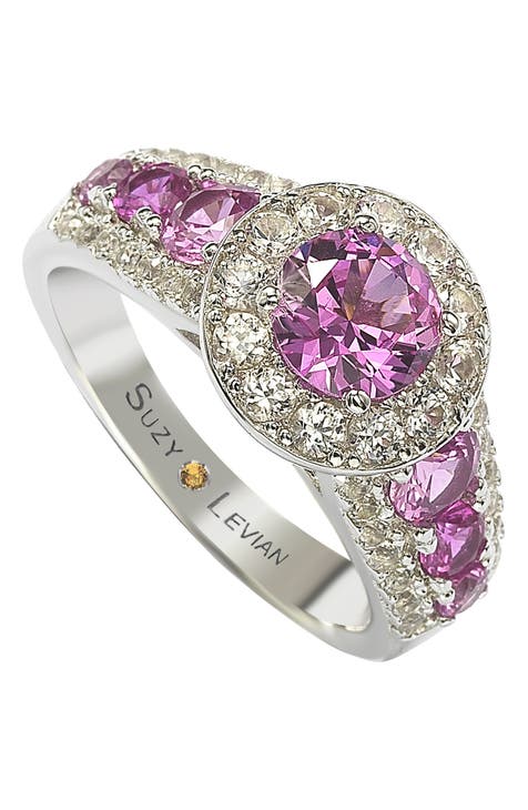Sterling Silver & Pink Sapphire Engagement Ring