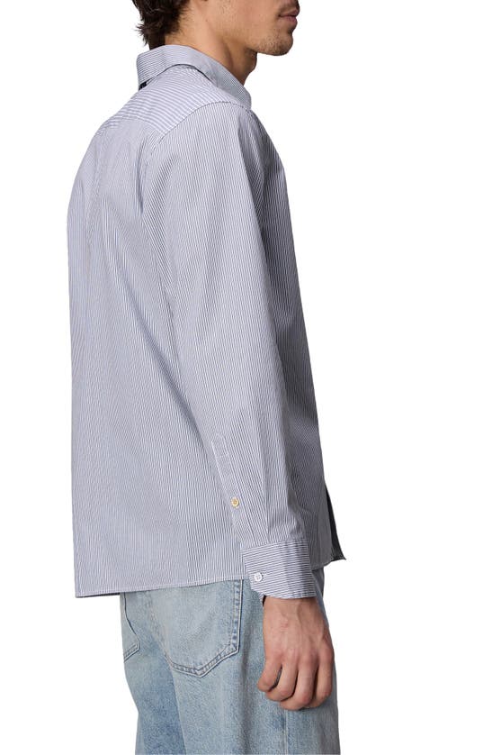 Shop Rag & Bone Dalton Mixed Stripe Hemp & Cotton Button-up Shirt In Blue Stripe