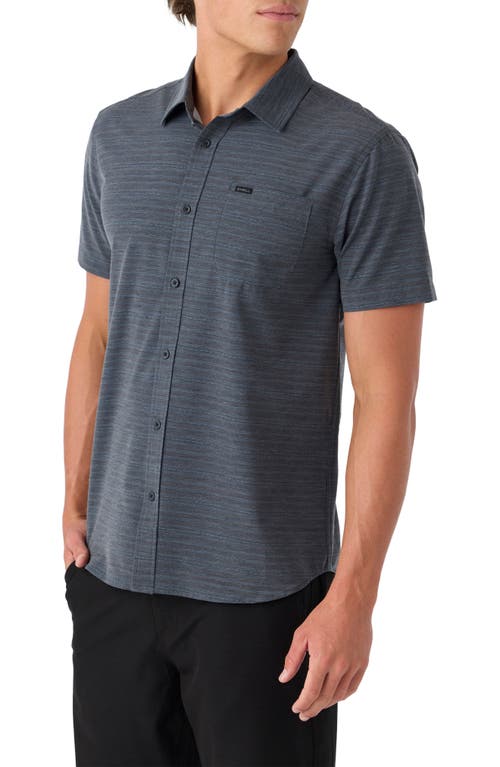 Shop O'neill Trvlr Stripe Short Sleeve Performance Button-up Shirt In Black