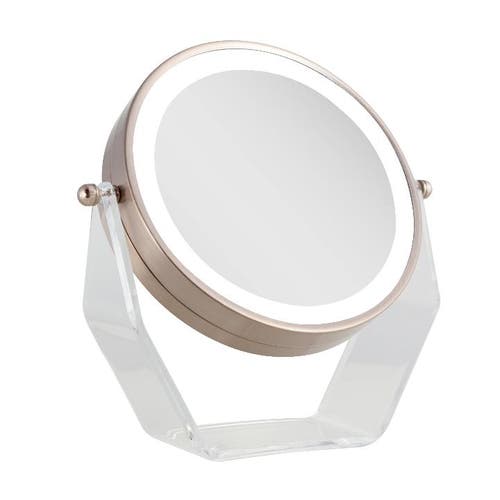 Zadro Lighted Makeup Mirror With Magnification & Swivel In Satin Nickel