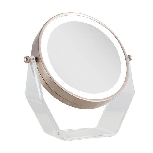 Shop Zadro Lighted Makeup Mirror With Magnification & Swivel In Satin Nickel