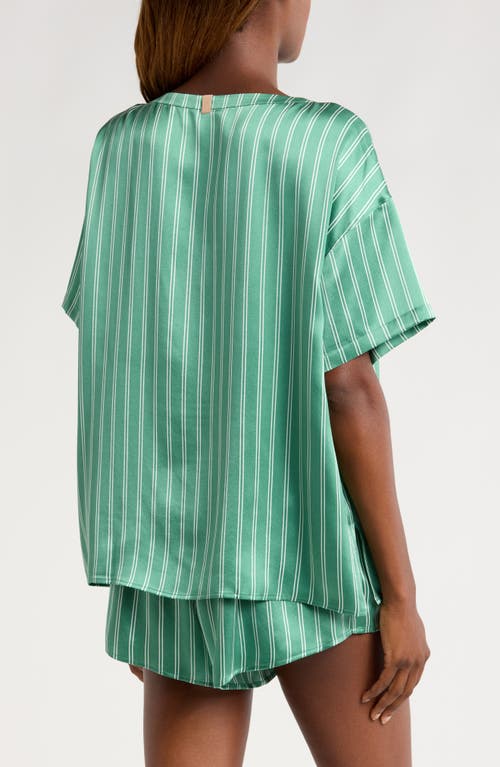 Lunya Washable Silk Tee Shorts Set Serenity Stripe In Serenity Stripe