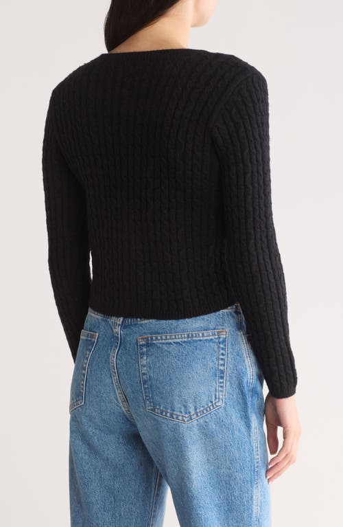 By Design Bambie Cable Knit Crop Cardigan In Black