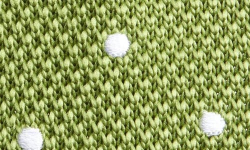Clifton Wilson Moss Green Polka Dot Knit Silk Tie In Mossgreen