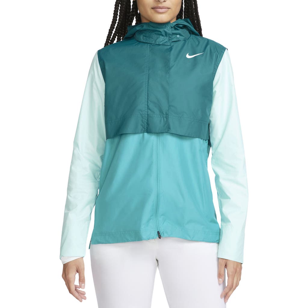 Nike Tour Water Repellent Hooded Golf Jacket In Geode Teal/teal Nebula