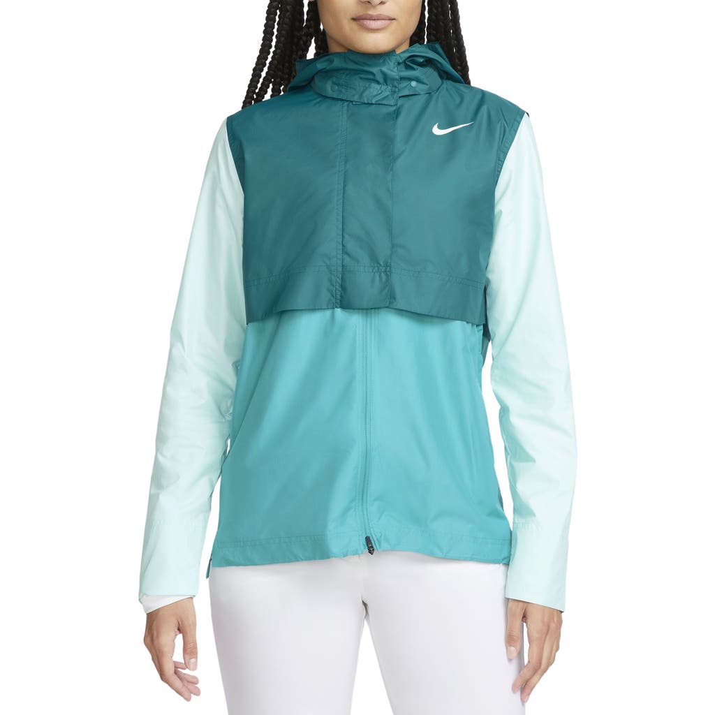 Nike Tour Water Repellent Hooded Golf Jacket In Geode Teal/teal Nebula