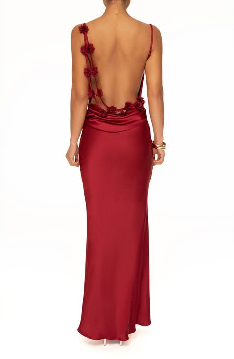 Down the Aisle Open Back Satin Gown