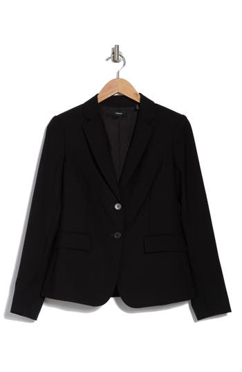 Theory Carissa Stretch Wool Classic Suit Jacket In Black