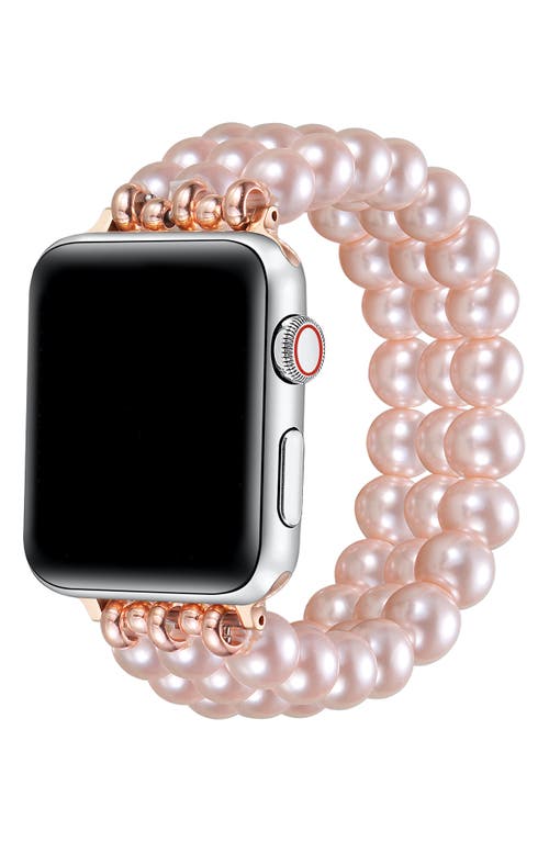 The Posh Tech Liz Imitation Pearl Apple Watch® Bracelet Watchband In Rose Gold