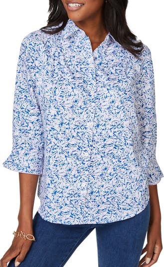 Foxcroft Paulie Non-Iron Floral Print Cotton Button-Up Shirt ...