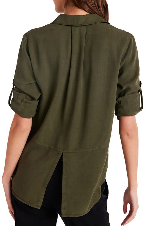 Shop Bella Dahl Split Back Button-up Shirt In Italian Herb