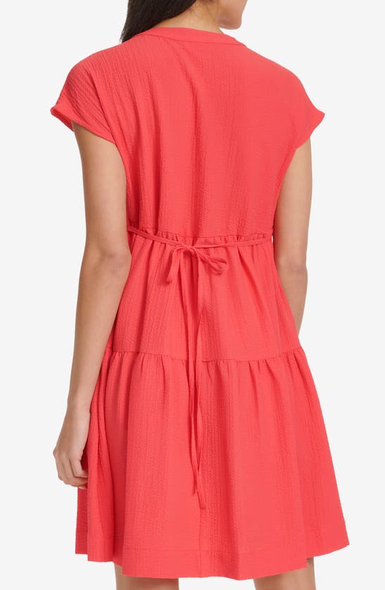 Shop Calvin Klein Gauze A-line Dress In Watermelon