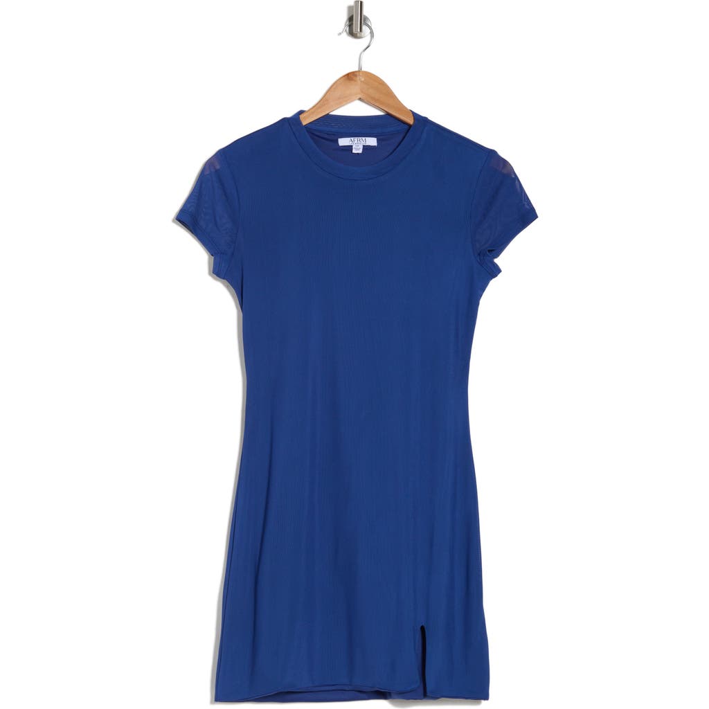 Afrm Zinnie Cap Sleeve Minidress In Blue