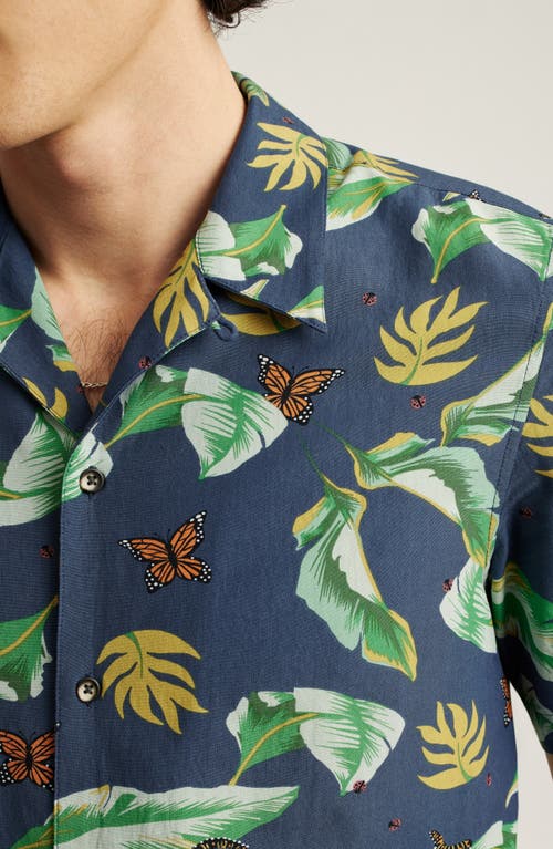 BONOBOS BONOBOS RESORT RIVIERA TROPICAL PRINT COTTON & VISCOSE CAMP SHIRT 