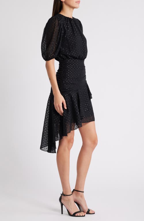 Shop Chelsea28 Metallic Clip Dot Asymmetric Dress In Black