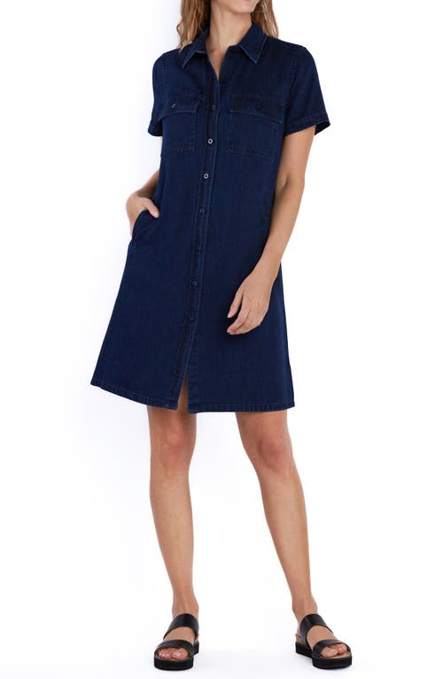 Napa Cotton & Linen Denim Shirtdress in Napa Blue