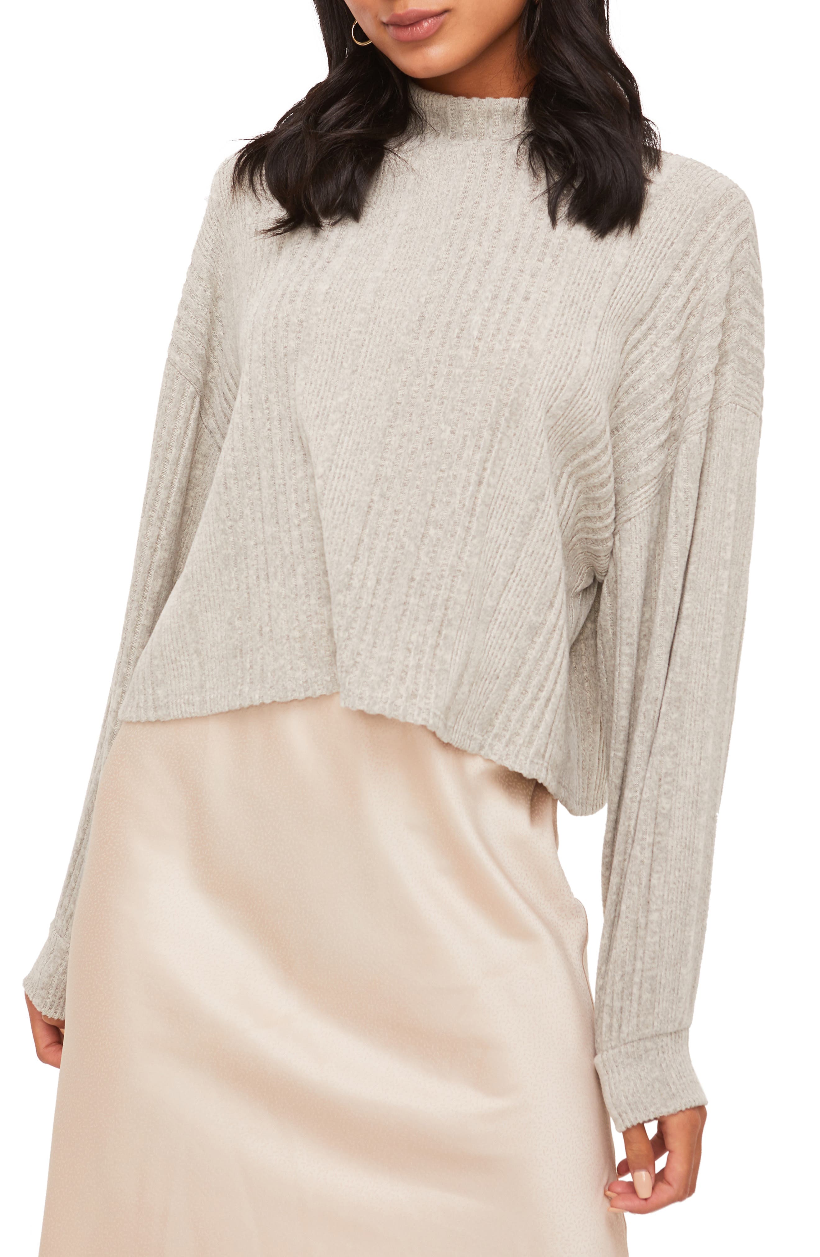 ALL IN FAVOR MOCK NECK RIBBED SWEATER,191446371295