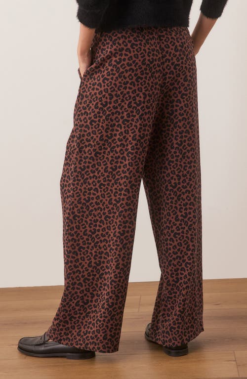 Marine Layer Allison Wide Leg Tencel® Lyocell Pants In Leopard
