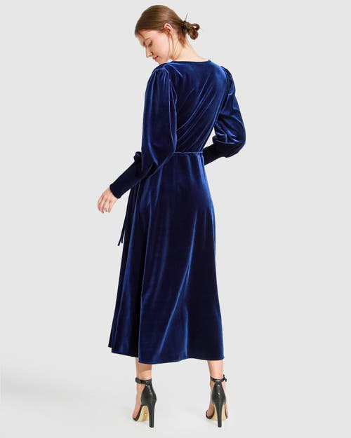 Shop Belle & Bloom Current Mood Velvet Wrap Dress In Royal Blue