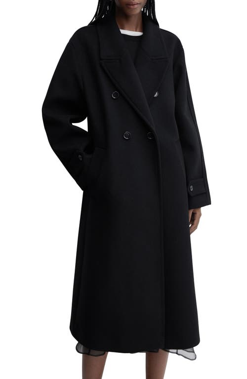 MANGO Oversize Double Breasted Wool Blend Coat Black at Nordstrom,