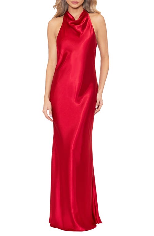 Betsy & Adam Halter Charmeuse Gown Red at Nordstrom,
