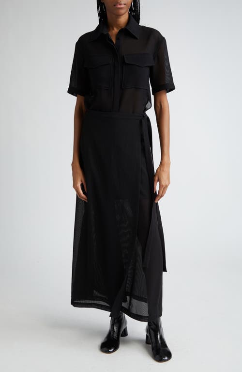 Proenza Schouler Emory Mesh Maxi Shirtdress Black at Nordstrom,