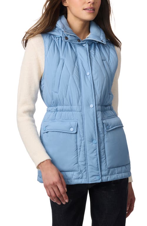 Shop Bernardo Quilted Hooded Recycled Polyester Vest In Aqua Blue